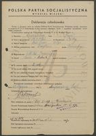 PK PPS Białogard - deklaracje członkowskie, kwestionariusze personalne, życiorysy, legitymacje i fotografie