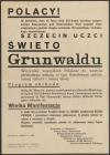 Plakat nawołujący do udziału w obchodach 535. rocznicy bitwy pod Grunwaldem, 13 lipca 1945 r.